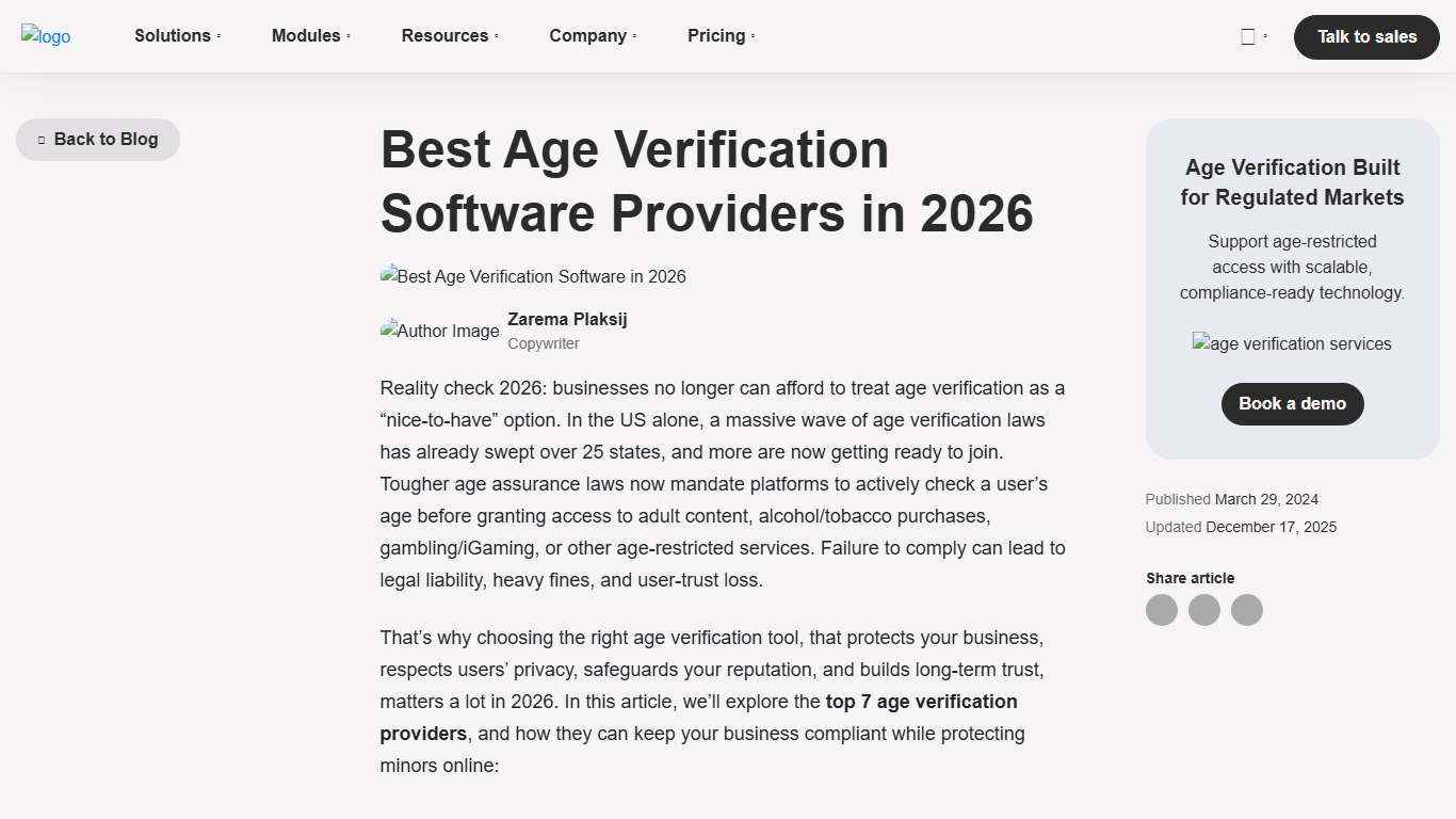 Best Age Verification Software: Top Compliance Tools (2026) Ondato